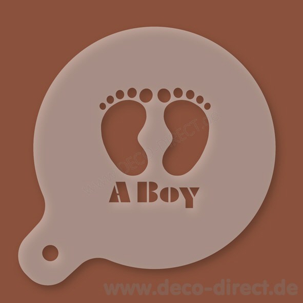 Cappuccino-Schablone Füße A Boy Kunststoff