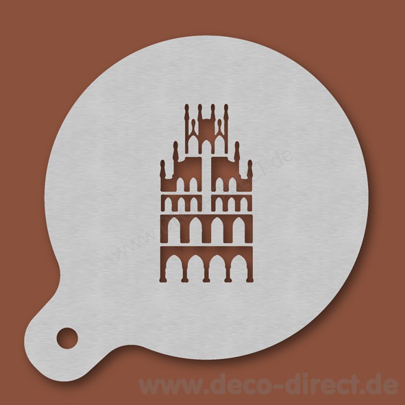 Cappuccino-Schablone Münster Rathaus Edelstahl