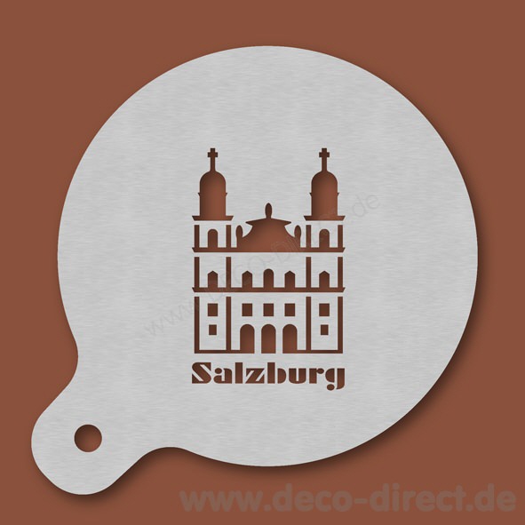 Cappuccino-Schablone Salzburger Dom Text