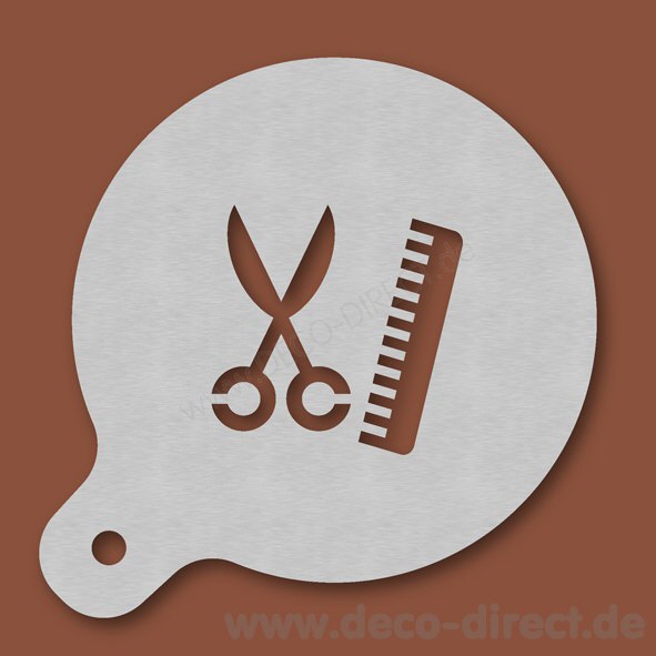 Cappuccino-Schablone Schere und Kamm Edelstahl