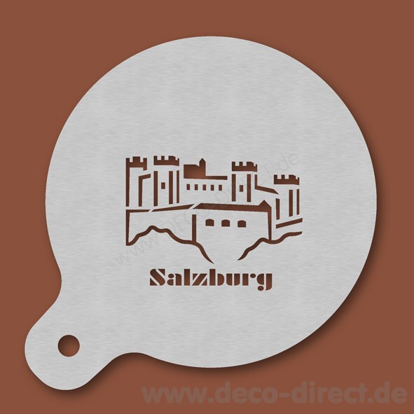 Cappuccino-Schablone Salzburg Festung Text