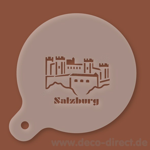 Cappuccino-Schablone Salzburg Festung Text