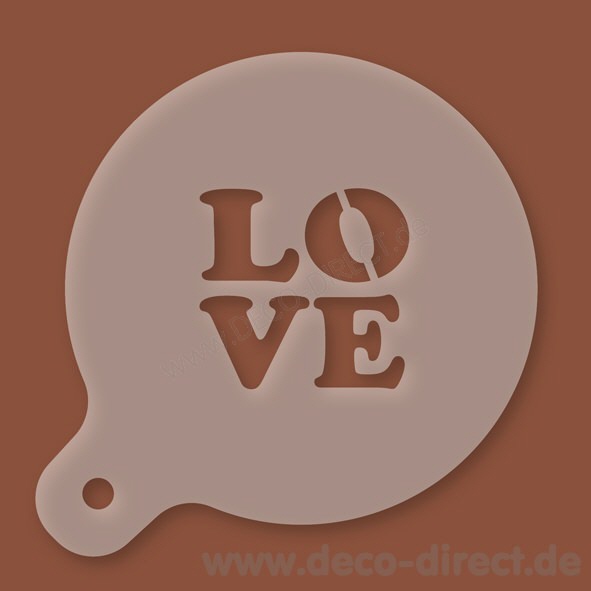 Cappuccino-Schablone LOVE Kunststoff