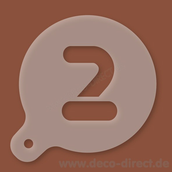 Cappuccino-Schablone Zahl 2 Kunststoff
