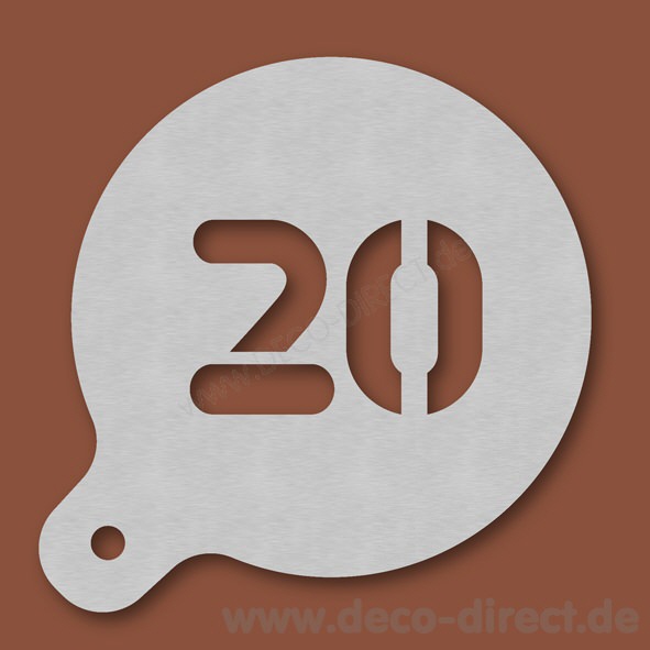 Cappuccino-Schablone Zahl 20 Edelstahl