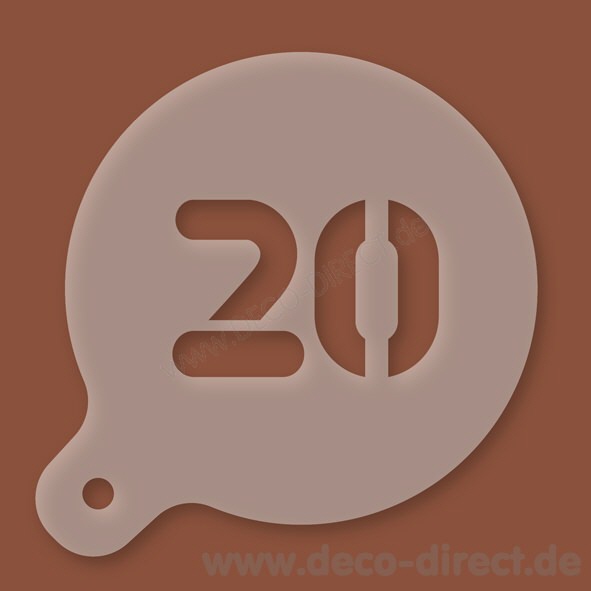 Cappuccino-Schablone Zahl 20 Kunststoff