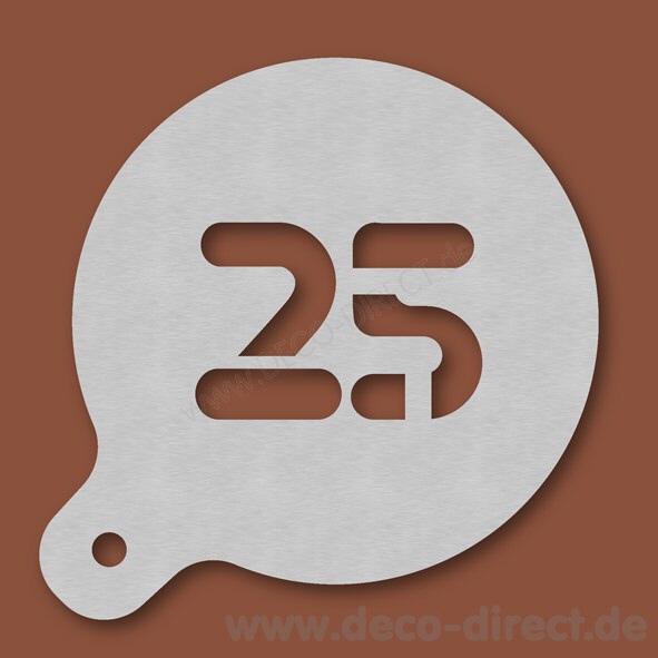 Cappuccino-Schablone Zahl 25 Edelstahl