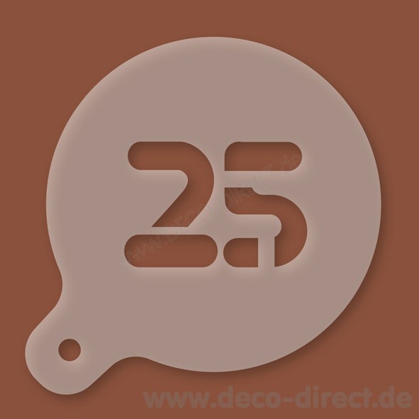 Cappuccino-Schablone Zahl 25 Kunststoff