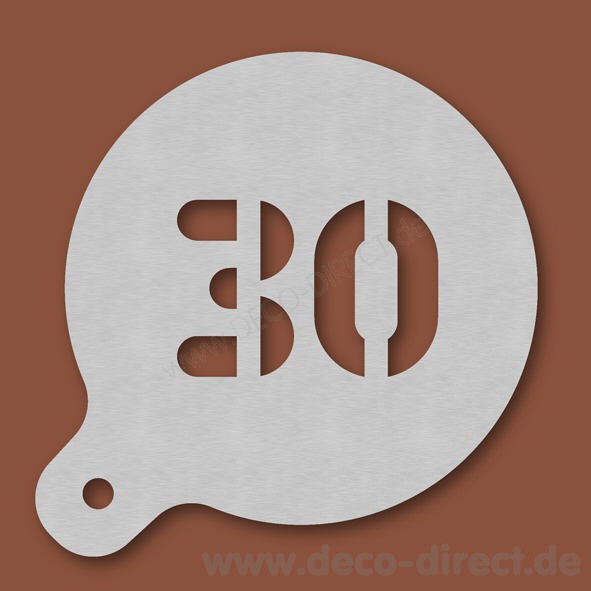 Cappuccino-Schablone Zahl 30 Edelstahl