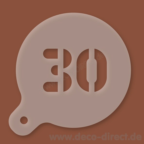 Cappuccino-Schablone Zahl 30 Kunststoff