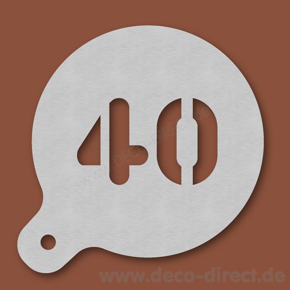 Cappuccino-Schablone Zahl 40 Edelstahl