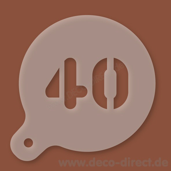 Cappuccino-Schablone Zahl 40 Kunststoff