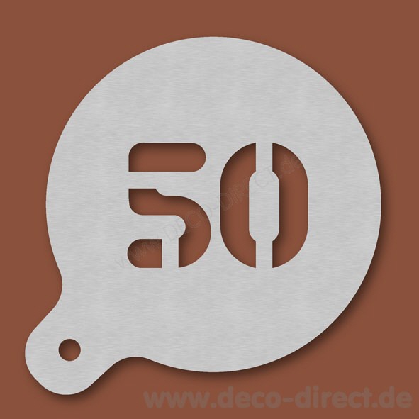Cappuccino-Schablone Zahl 50 Edelstahl