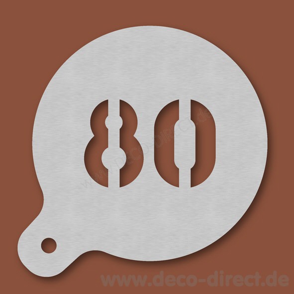 Cappuccino-Schablone Zahl 80 Edelstahl