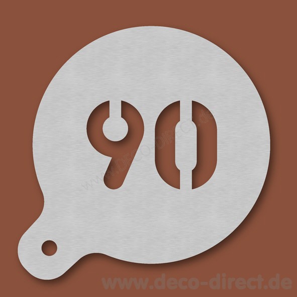 Cappuccino-Schablone Zahl 90 Edelstahl