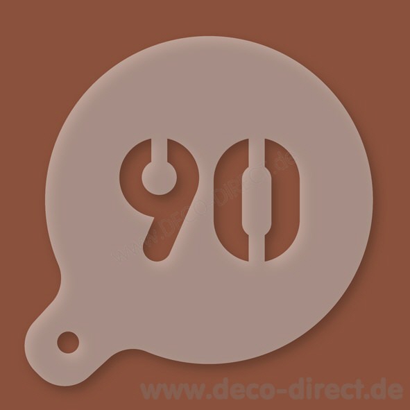 Cappuccino-Schablone Zahl 90 Kunststoff