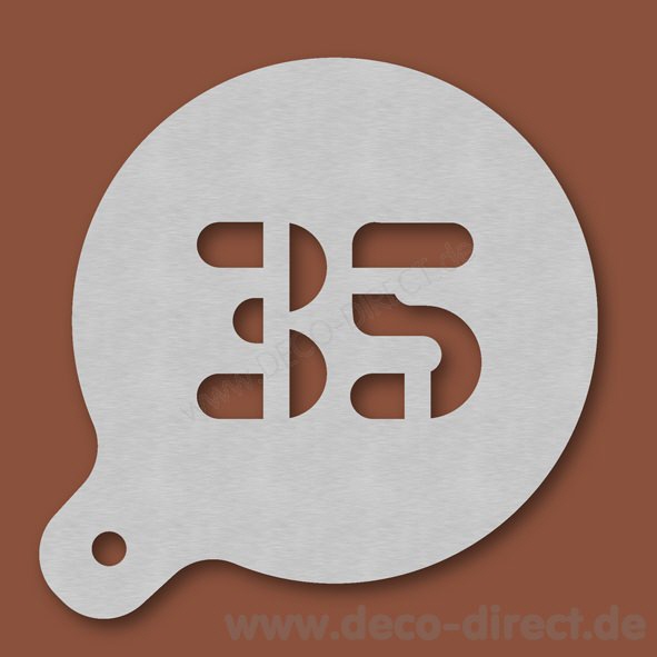 Cappuccino-Schablone Zahl 35 Edelstahl
