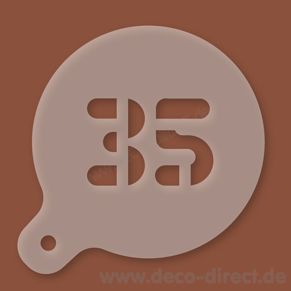 Cappuccino-Schablone Zahl 35 Kunststoff