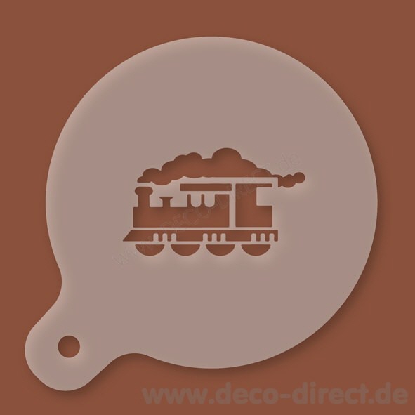 Cappuccino-Schablone Lokomotive Kunststoff