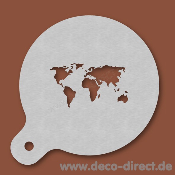 Cappuccino-Schablone Welt Edelstahl