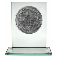 Städtemedaille "Paderborn" auf Glasobjekt