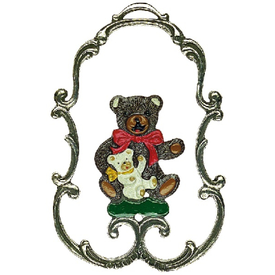 Zinnfigur Bär mit Kind im Rahmen