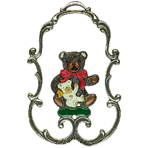 Zinnfigur Bär mit Kind im Rahmen