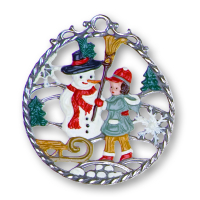 Zinnfigur Behang rund Schneemann