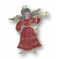 Zinnfigur Engel mit Posaune rot