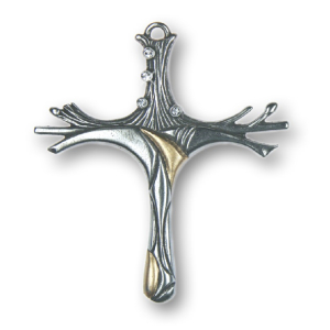 Zinnfigur Kreuz modern 4 Steine kristall