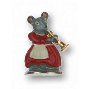 Zinnfigur Maus mit Trompete zum Stellen