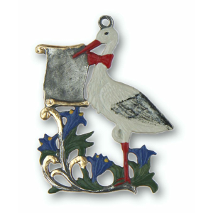 Zinnfigur Storch mit Schriftrolle