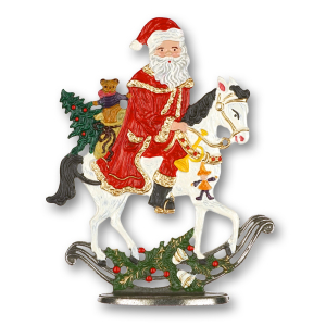 Zinnfigur Weihnachtsmann auf weißem Pferd (zum...