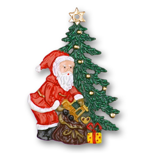 Zinnfigur Weihnachtsmann mit Baum