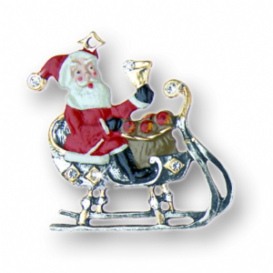 Zinnfigur Weihnachtsmann mit Glocke auf Schlitten und 12...