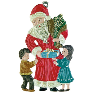 Zinnfigur Weihnachtsmann mit Kindern