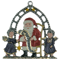 Zinnfigur Weihnachtsmann mit Liste