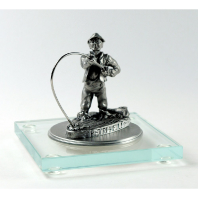 Miniatur Angler auf Glassockel