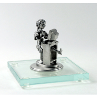 Miniatur EDV-Frau auf Glassockel