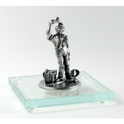 Miniatur Elektriker auf Glassockel