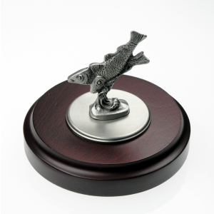 Miniatur Fische auf rundem Sockel Rosenholz-Design