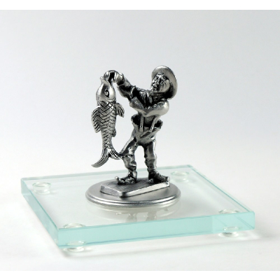 Miniatur Fischer auf Glassockel