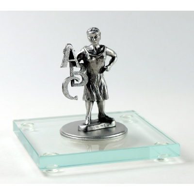 Miniatur Lehrerin auf Glassockel