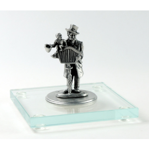 Miniatur Leierkastenmann auf Glassockel