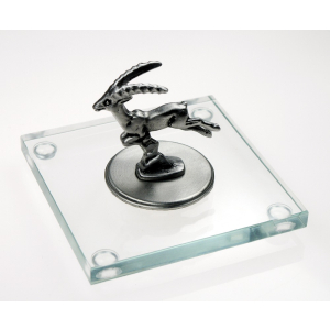 Zinnminiatur Steinbock auf Glassockel