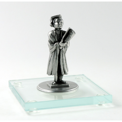 Miniatur Student auf Glassockel