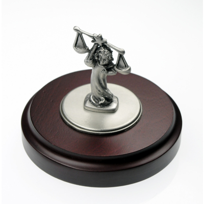 Miniatur Waage auf rundem Sockel Rosenholz-Design