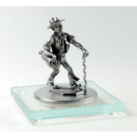 Miniatur Zimmermann auf Glassockel