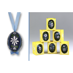 24er-Set Ostereier - handbemalte blaue Enteneier