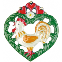 Zinn-Anstecker Herz Hahn